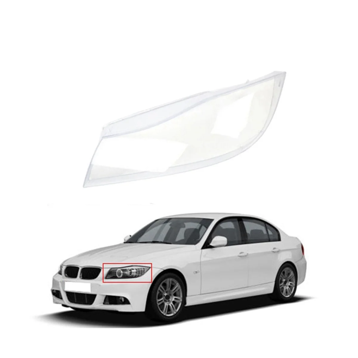 Car Left Transparent Headlight Cover Head Light Lamp Shell Lens for 3-Series E90 E91