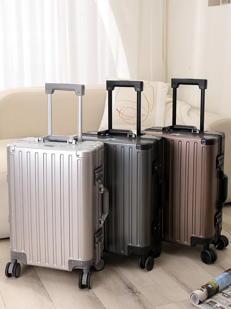 Bagages en alliage d'aluminium et de magnésium pour femmes, cadre en aluminium de 24 pouces, roue universelle, boîte à roulettes pour hommes, embarquement de 20 pouces