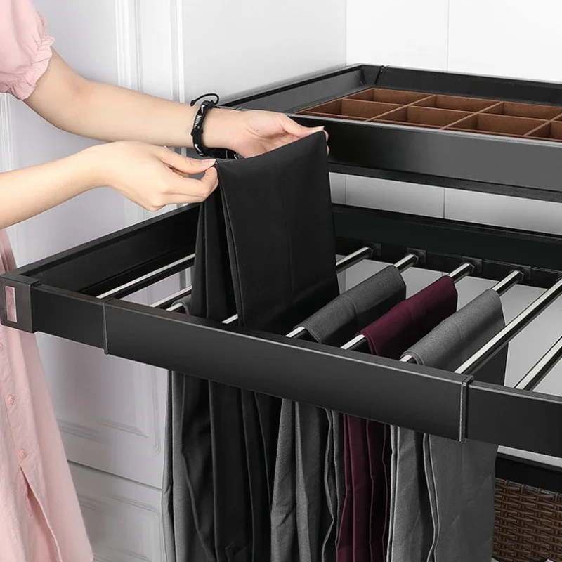 Drawable Pants Rack Telescopic Rack Wardrobe Household Pants Rack Leather Cabinet Jewelry Box Basket Drawer Type Hardware