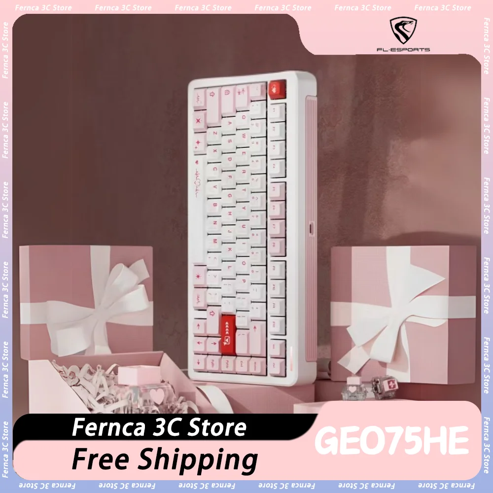 FL·ESPORTS Geo75HE Magnetic Switch Mechanical Keyboard 8K Wired Gaming Keyboard Aluminium Alloy RGB PC Gamer Accessories Custom