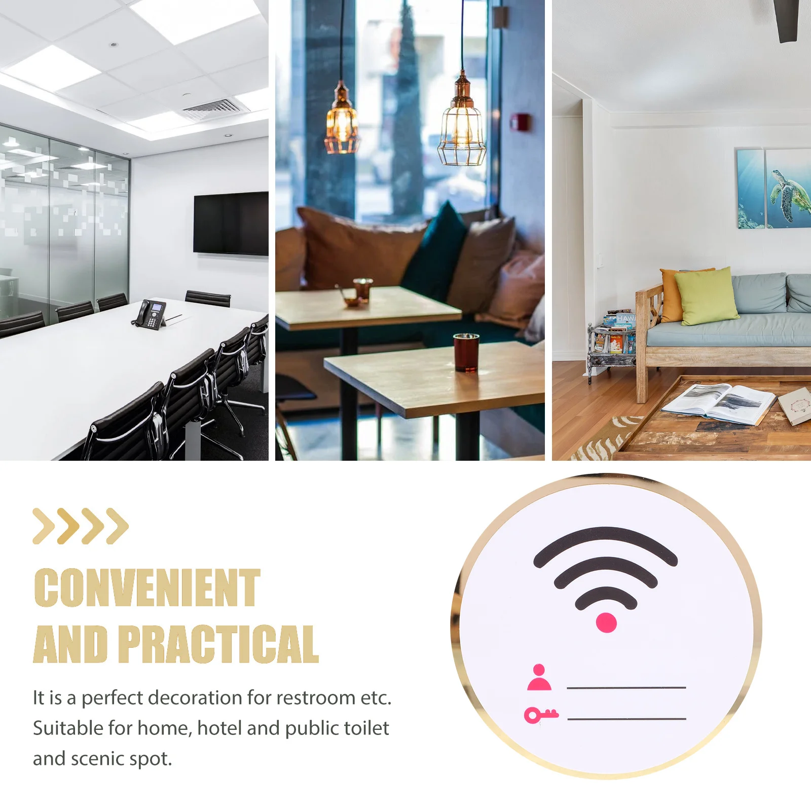 1 قطعة واي فاي تسجيل مستدير الاكريليك جدار جبل فندق واي فاي كلمة المرور تسجيل لمكتب المنزل مقهى ديكور تذكير #2