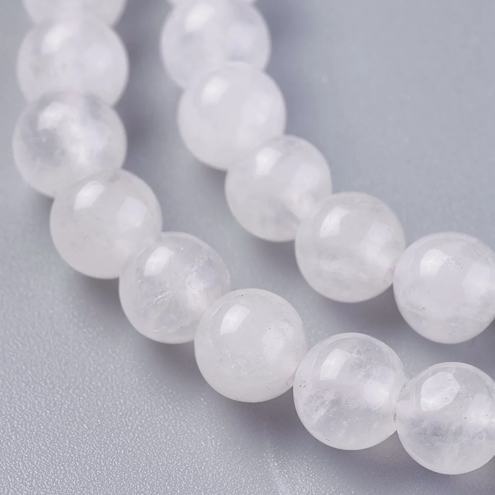 Natural Stone White Clear Crystal Quartz Beads Round Loose Bead For Bracelet Necklace Jewelry Making Charm Accessories DIY