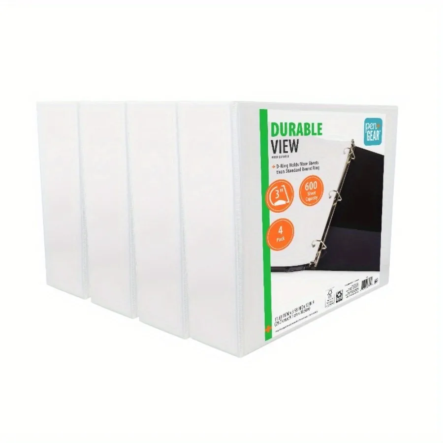 

Ring Binders with 3" Rings, 4-Pack (White)