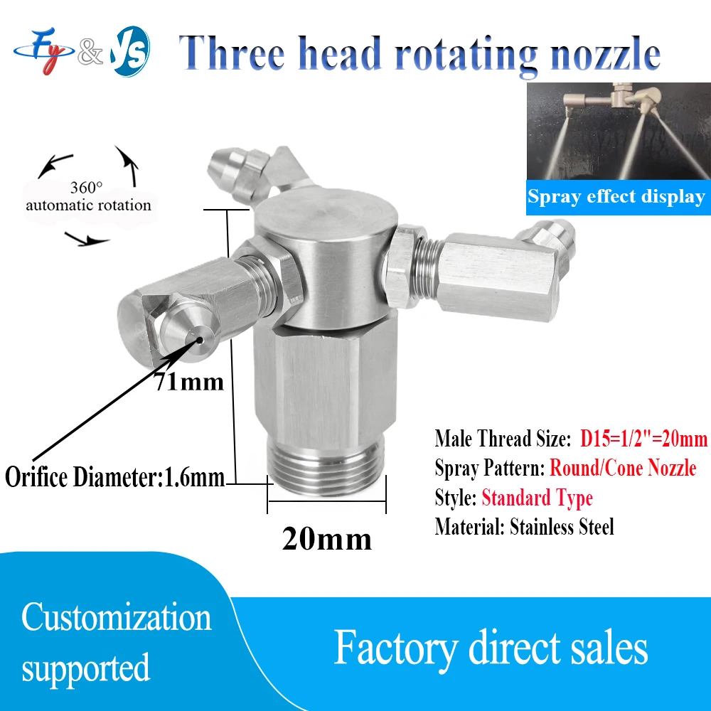 360° Automatic Rotating High-Pressure Nozzle – SS304/SS316 1/2