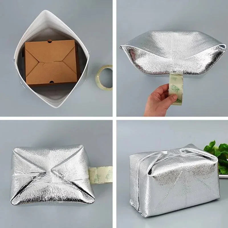 Aluminum Foil Insulation Bag Disposable Thermal Box Reusable Folding Food Fresh-keeping Waterproof Home Restaurant Storage Bags