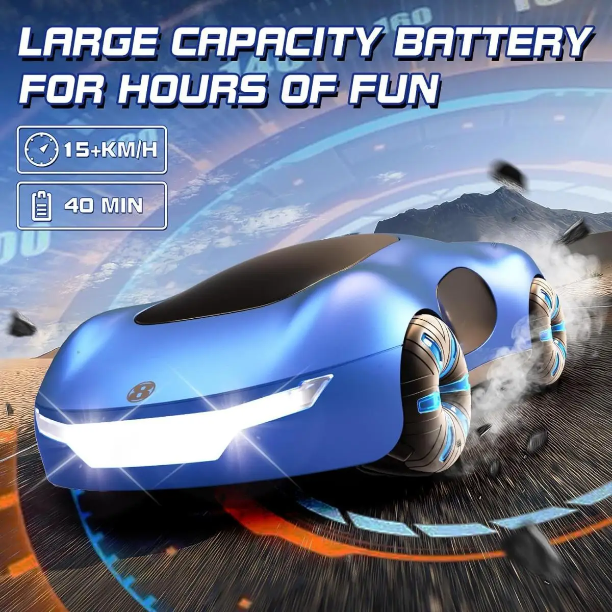 NEW cool sports car dual spray with sound and cool lights four-wheel drive science fiction concept car children\'s remote control