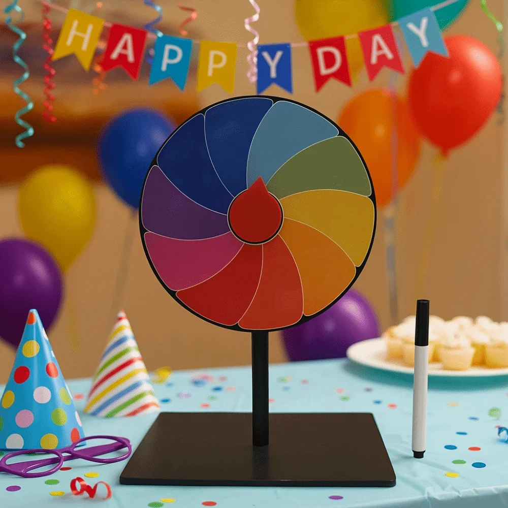 ABS Reusable Fortune Wheel Spin Wheel Stable Base Color Roulette Wheel Interactive Editable Table Prize Turntable Carnival Party