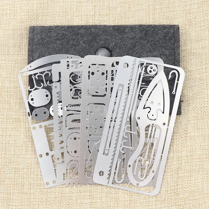 Outdoor EDC Survival Fishing Hook Card Stainless Steel Camping Hiking Tool Cards Multifunction Tool Card EDC Camping Survival