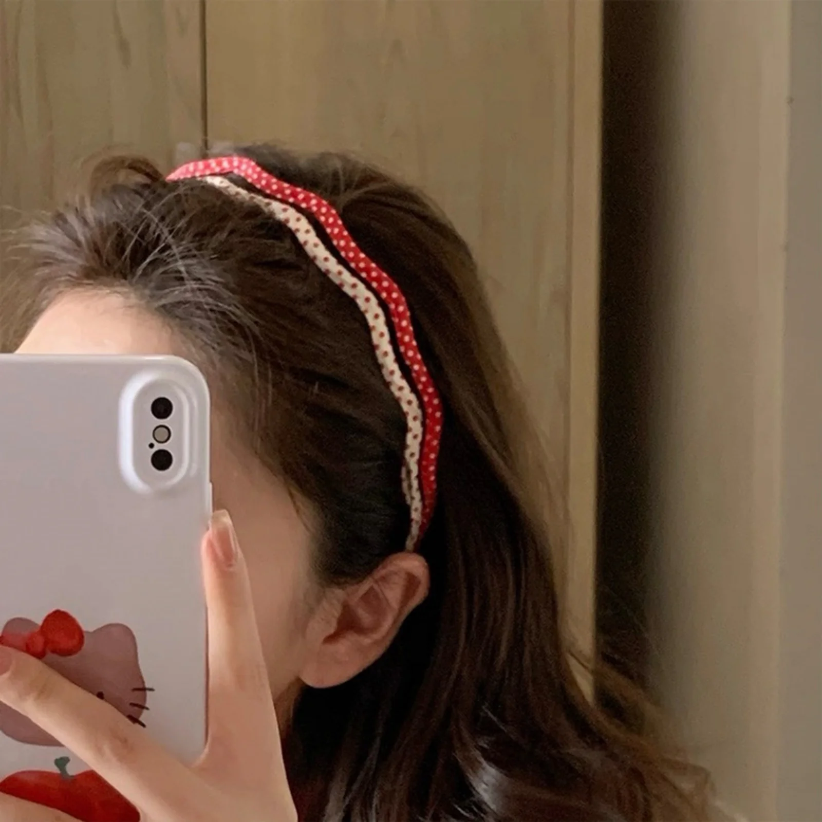 

1PC Atmosphere-Boosting INS-Style Sweet Girly Small Polka Dot Wavy Thin Headband - New-Design Hair Accessory