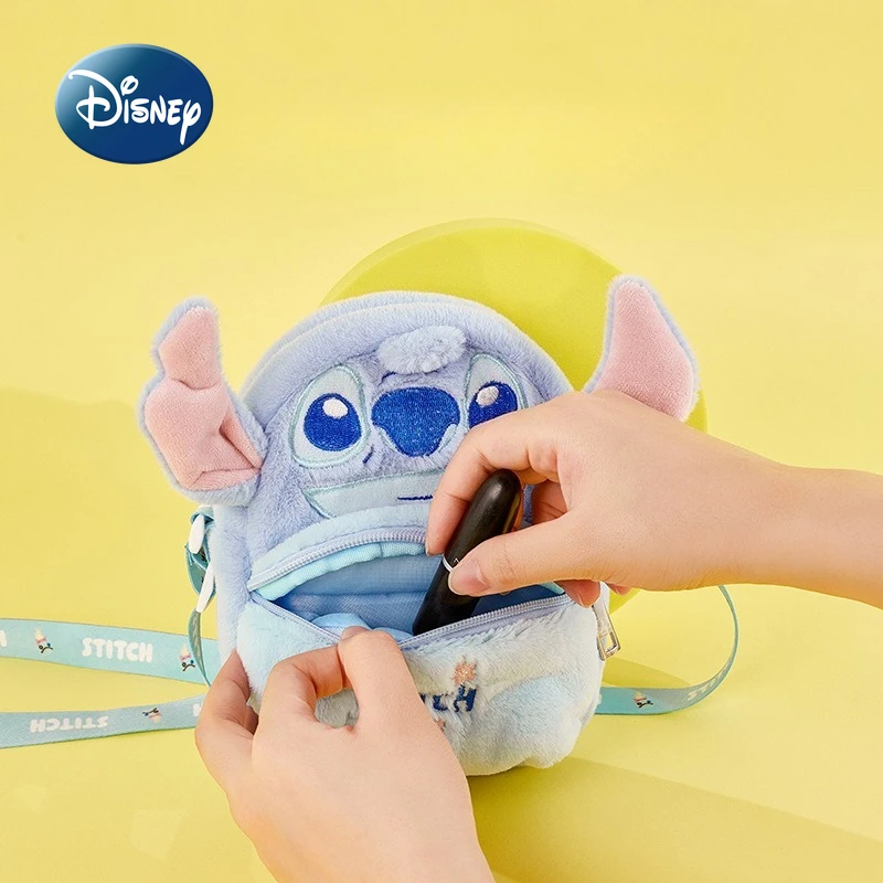 Disney Stitch nuevo bolso de hombro de felpa para niños marca de lujo Mini bolso de hombro tipo bandolera para niños bolso bonito de dibujos animados para niños