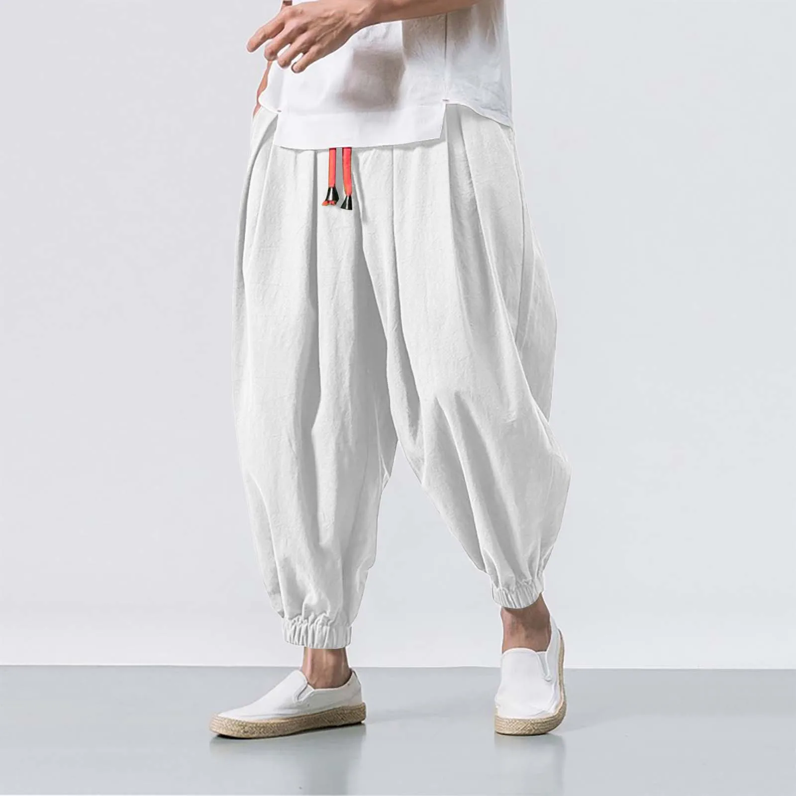 FGKKS Men's Linen Harem Pants 4