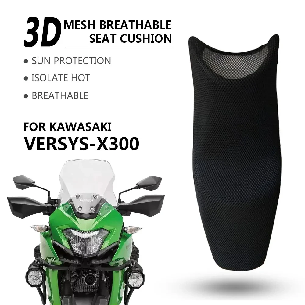 For Kawasaki Versys-X300 Motorcycle Cool seat cover Cushion protect Sunscreen Prevent bask seat sun pad waterproof 3D Mesh