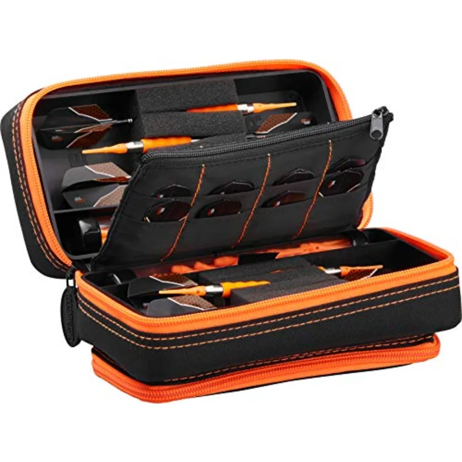 

Plazma Pro 6 Dart Case for Soft and Steel Tip Darts Features Large Front Mobile Device Pocket Built-In Storage Tubes and Pocket