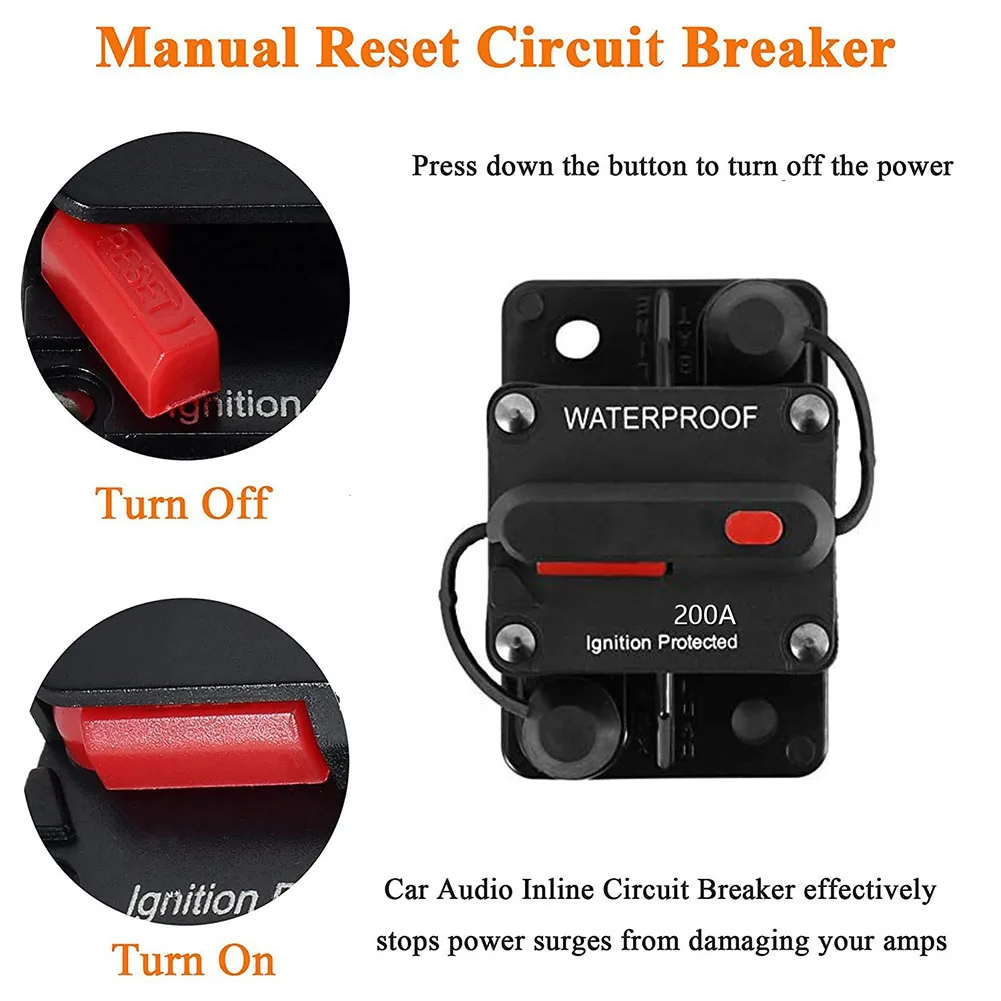 30A-300A AMP Circuit Breaker Fuse Reset Manual Reset Car Boat Manual Power Protect for Audio System Fuse Car 12V-48VDC