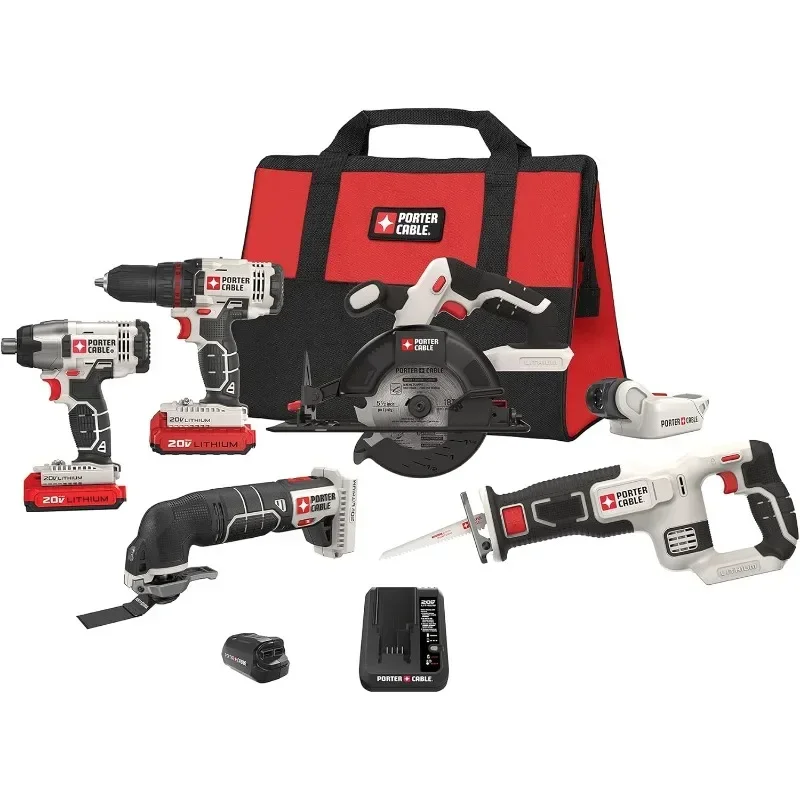 PORTER-CABLE PCCK617L6 20V MAX* Lithium Ion 6-Tool Combo Kit with Free USB Device