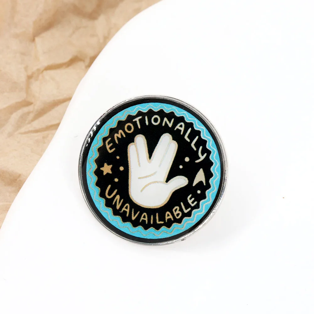 Emotionally unavailable Spock Greeting Hand sign Classy Live Long Prosper Trekkies Star Trek fans gift Lapel Pin Horror badge