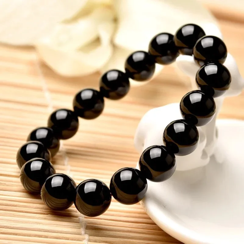 Natural Obsidian Beaded Bracelet Gem Promotes Sleep Blood Circulation Healthy Men Women\'s Couples Bracelets Jewelry Accessories