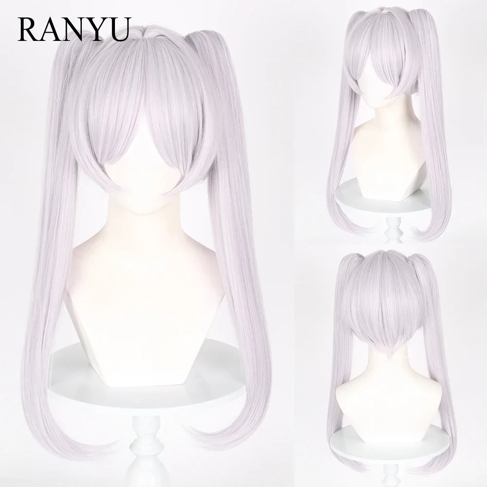 

RANYU Synthetic Wig Women Long Straight Silvery White Anime Cosplay Hair Heat Resistant Wig For Daily Party