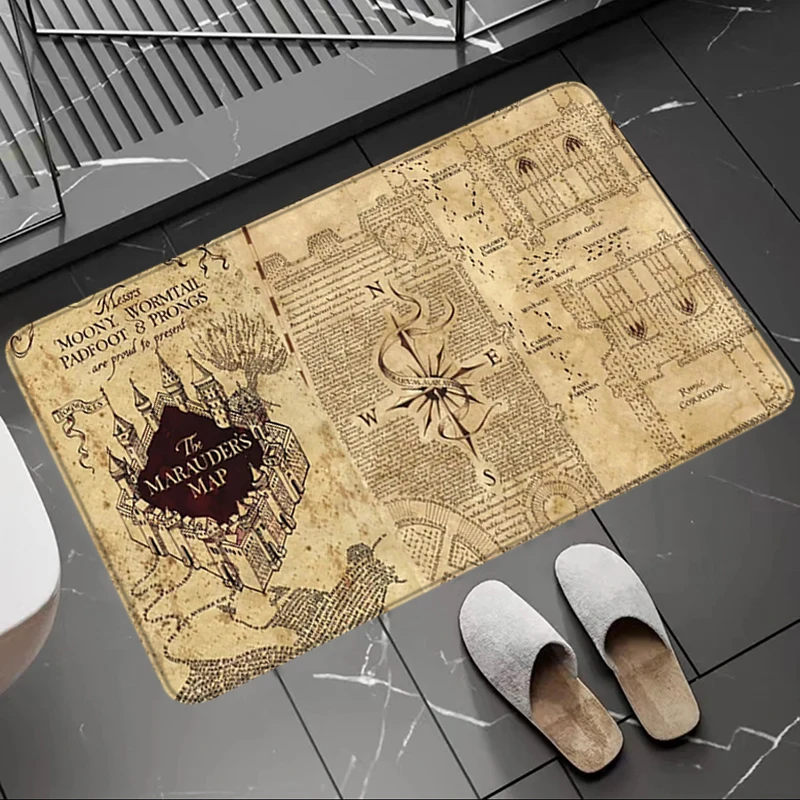 Entrance Doormat Marauders School Map Living Room Rugs Foot Carpets Magic 9¾ Platform Bathroom Rug Non-slip Hallway Floor Mat