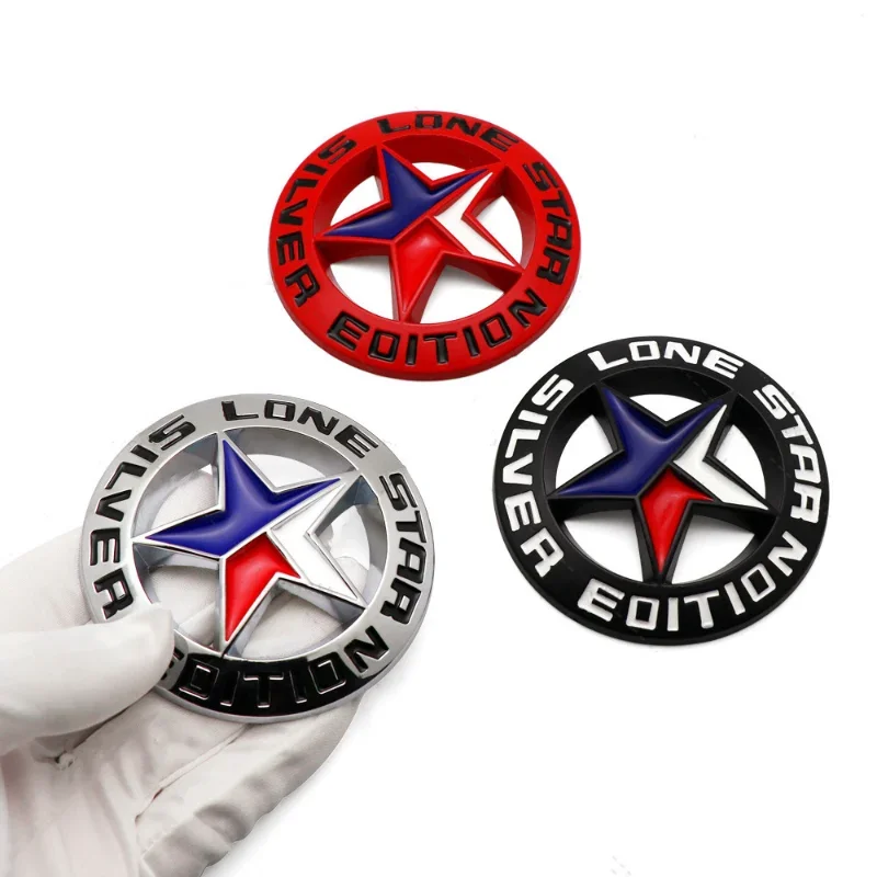 3D Metal Silver Edition Lone Star Logo Rear Trunk Fender Emblem Badge Sticker for Jeep Wrangler Compass Dodge Ram 1500 2500