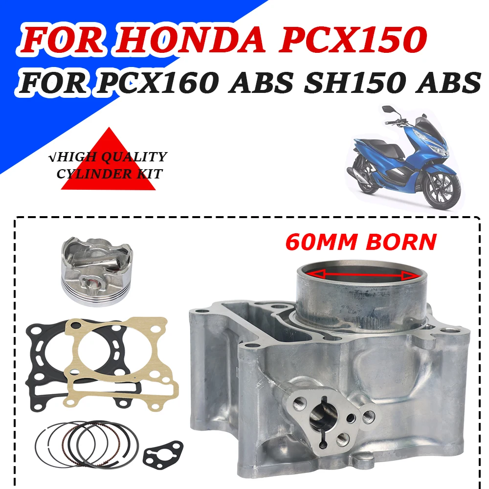 60MM Motorcycle Air Cylinder Piston Kit For HONDA PCX150 PCX160 PCX 150 160 SH150 ABS Block Piston Ring Kit Head Base Gasket Kit