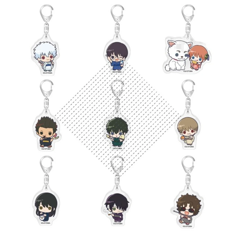 Game Okita Sougo Takasugi Shinsuke Sakata Gintoki Hijikata Toshirou Keychain Doll Anime Acrylic Keyring Pendant Gift