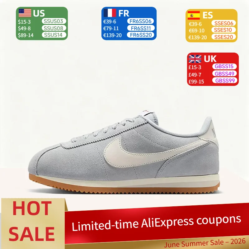 Nike Cortez: Tênis Casuais Confortáveis, Duráveis, Antiderrapantes, Leves e Ajustados para Mulheres – Cinza Fumê Claro IB1857-002