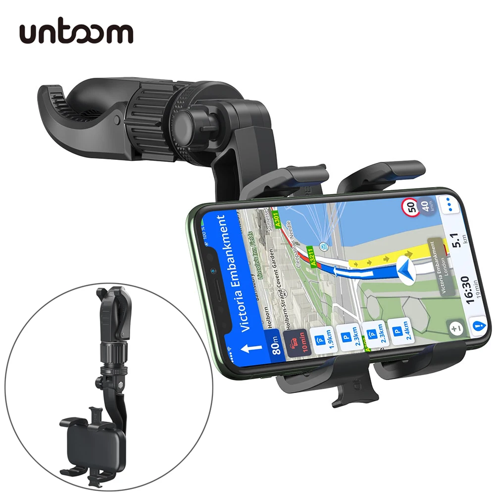 Car Phone Holder Universal Car Cellphone Holder for Rearview Mirror Seat Hanging Clip GPS Bracket Support 4-7 inch Mobile Phone