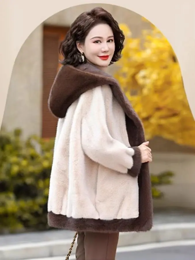 High-quality Fashion Mink Velvet Jacket For Women's Winter New Mother's Thickened Parka To Keep Warm Female Imitation Fur Jacket