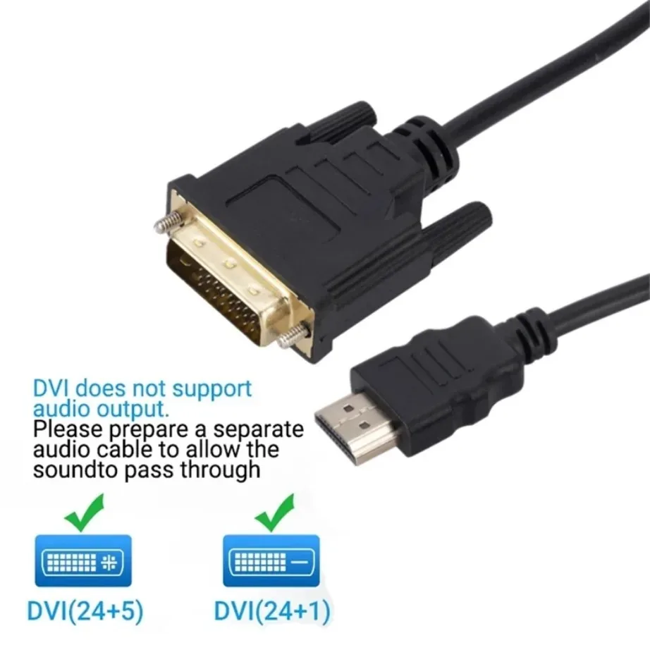 HDMI สองทิศทาง-เข้ากันได้กับ DVI สายอะแดปเตอร์4K ตัวผู้24 + 1 DVI-D ไปยังตัวผู้ HDMI สายความเร็วสูงสำหรับ PS4/3กล่องทีวี DVD Xbox