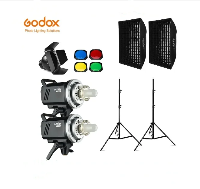 

Godox MS300 600Ws 2x 300Ws Photo Studio Flash Lighting,Softbox,280cm Light Stand,Barn Door,Trigger,Flash built-in Receivers