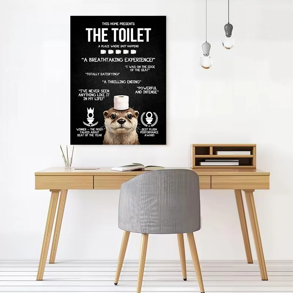 Funny Toilet Art With Otter Canvas Print Perfect Gift for Fans Lovers Personalized Wall Art Poster for Decoration Living Room