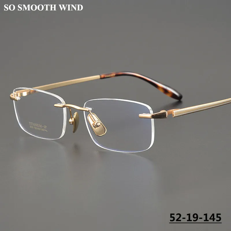 Square Frameless Ultra-light Pure Titanium Glasses Frame Men Women High Quality Spectacles Business Eyeglasses Rimless Eyewear