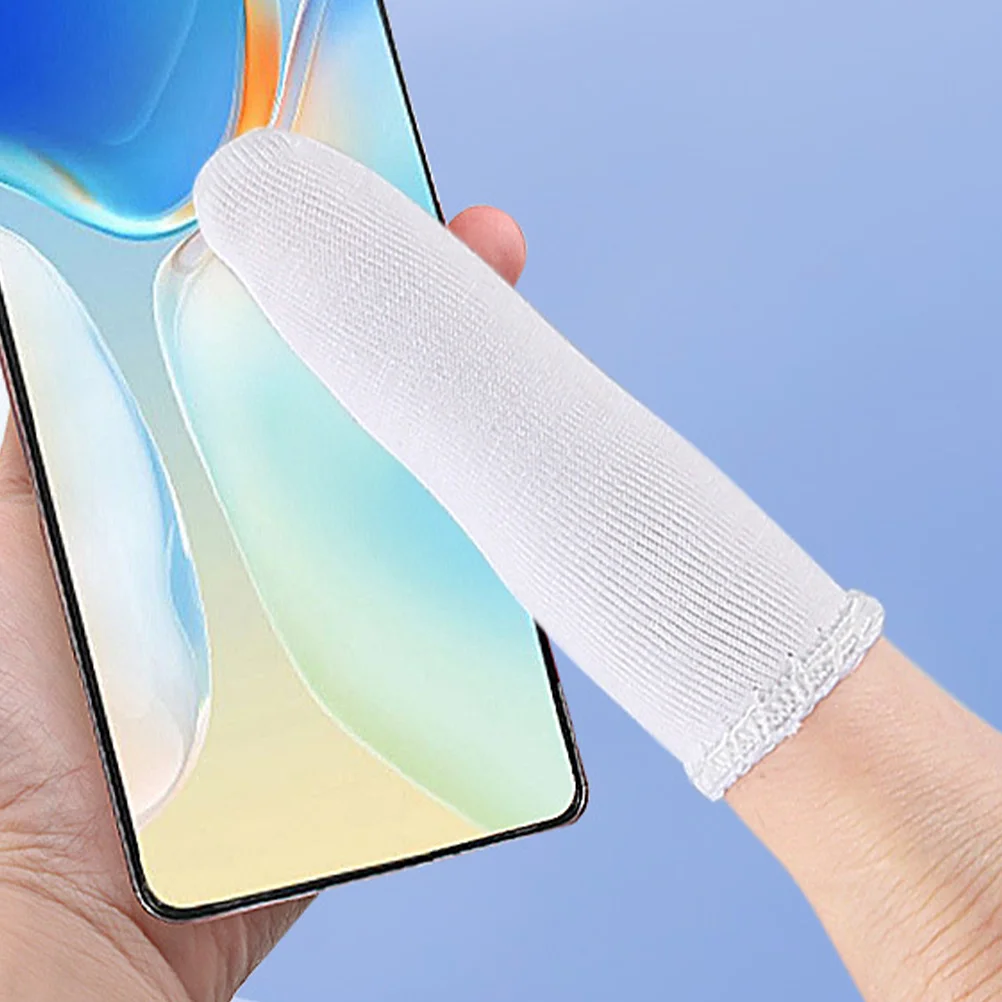 60 Pcs Finger Sleeves Pure Cotton Cots Breathable Covers Tips Protector Fingertip White for Protection