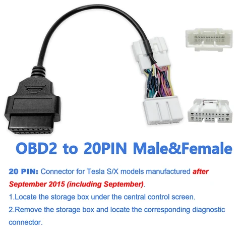 Адаптер OBD для Tesla (12/20/26-контактный) на OBDII для Tesla Model X/S/3/Y, диагностический кабель OBD2, соединительный кабель OBD для сканера X431