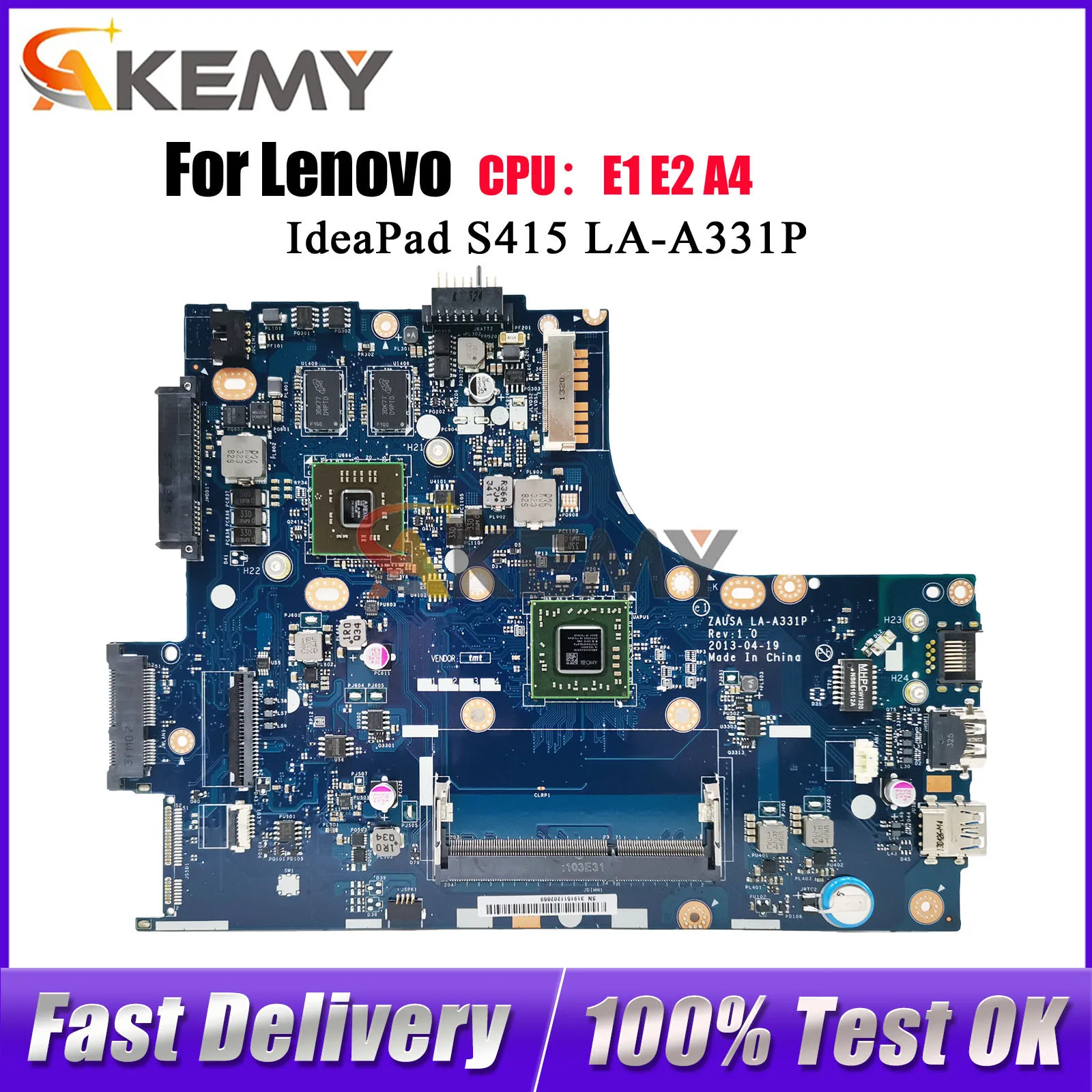 

Материнская плата для ноутбука Lenovo Ideapad S415 LA-A331P с процессором EM3800 UMA, 100% протестировано, ОК