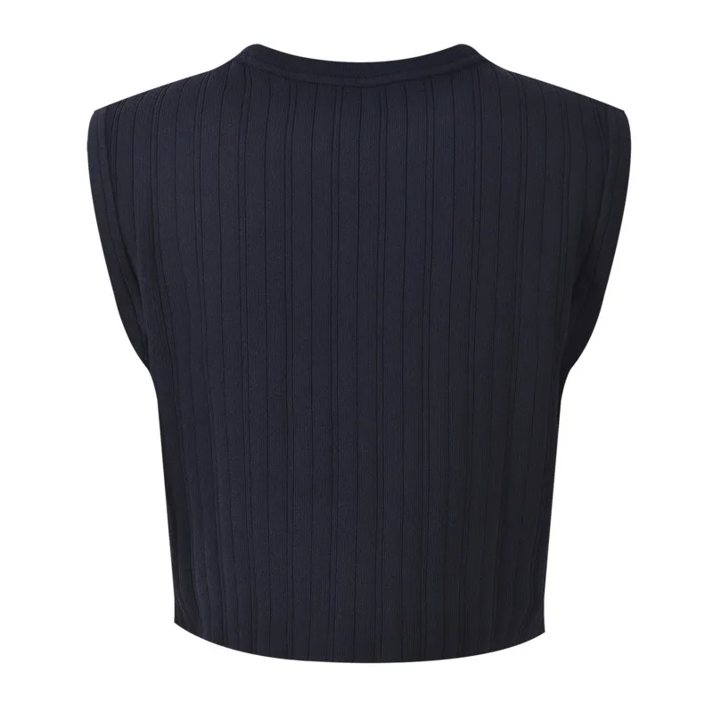 Chujie 2025 outono inverno novo design sentido denim retalhos gola polo jaqueta de peito único + colete curto sem mangas + saia