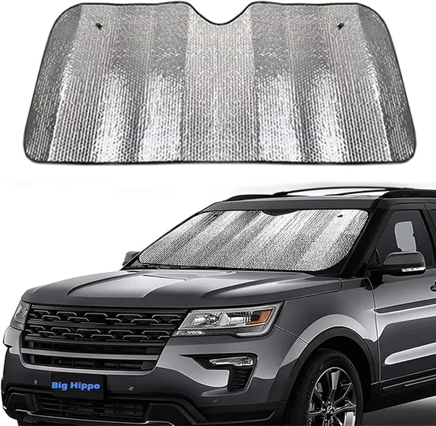

Car Windshield Sun Shade for Jumbo/Standard Vehicles Keeps Cool with UV Protection Easy to Use Silver 55.16"x27.5"