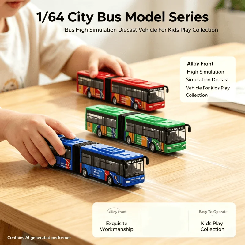 1/64 Realistic Mini Double-decker  City Bus Car  Toy Model Desktop Decoration  Exquisite Workmanship Collectible Boy  Gifts