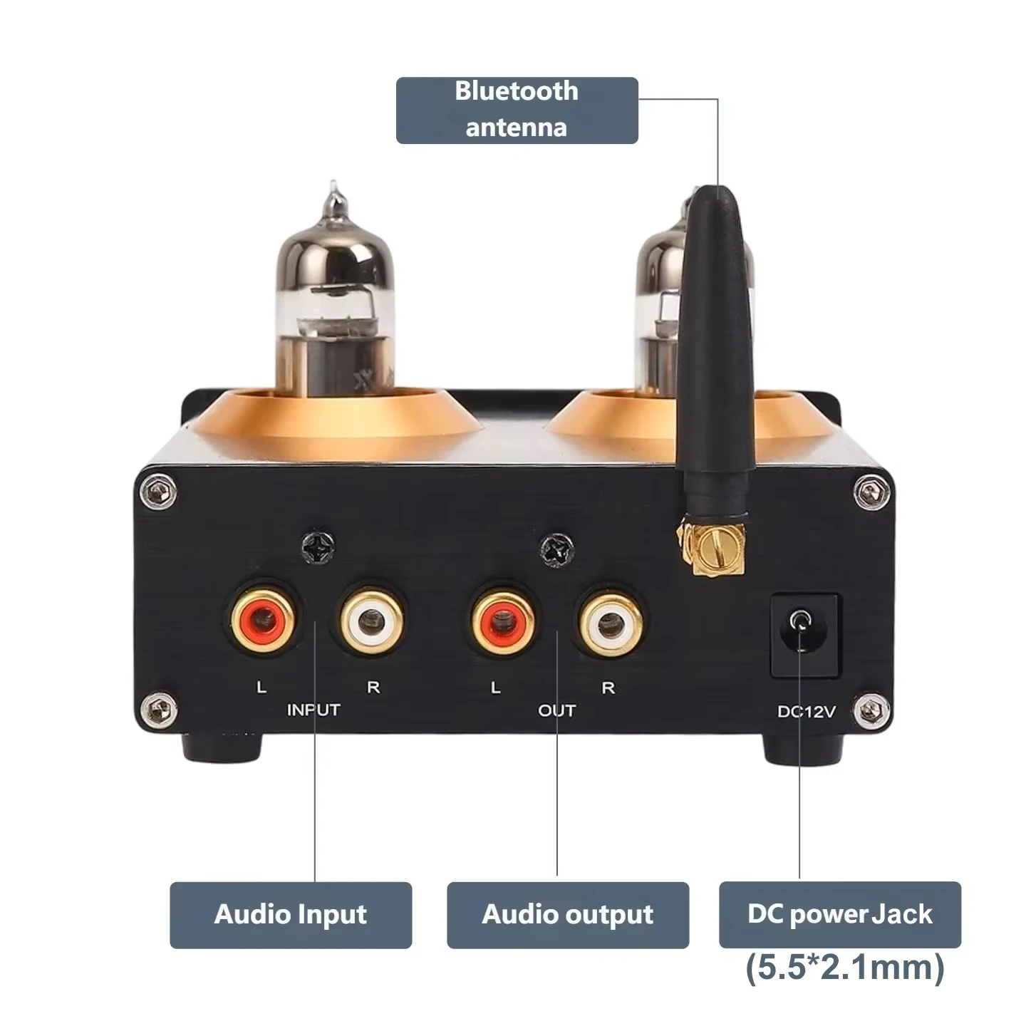 YJCO 6J5 Vakuumröhren-Vorverstärker QCC3034 Bluetooth 5.1 AptX HD 24Bit 48KHz HiFi Klangregelung Stereo RCA Vorverstärker für Verstärker und Lautsprecher – Detail 3