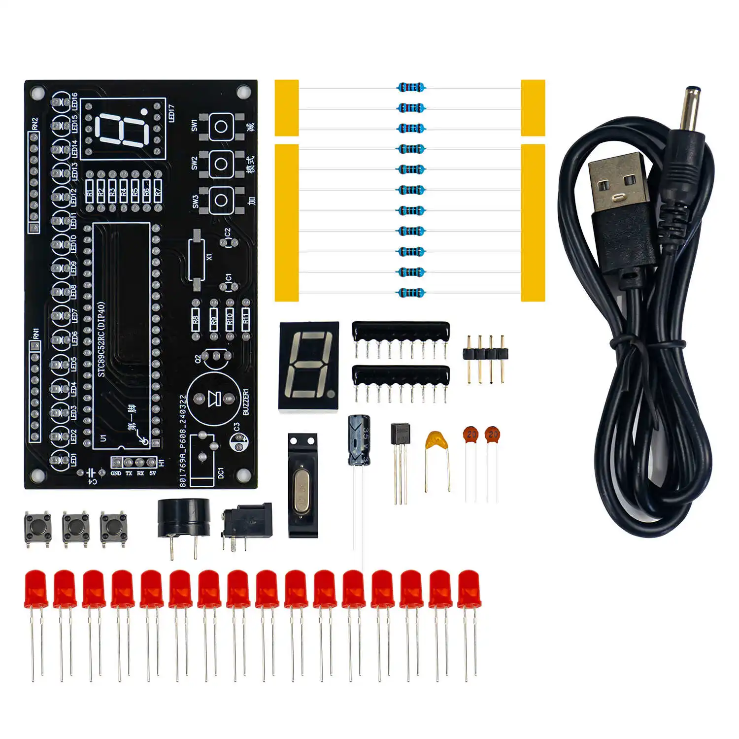 DIY Adjustable Speed Music Flowing Light Kit Electronic Microcontroller Welding Circuit Board Teaching and Training Parts