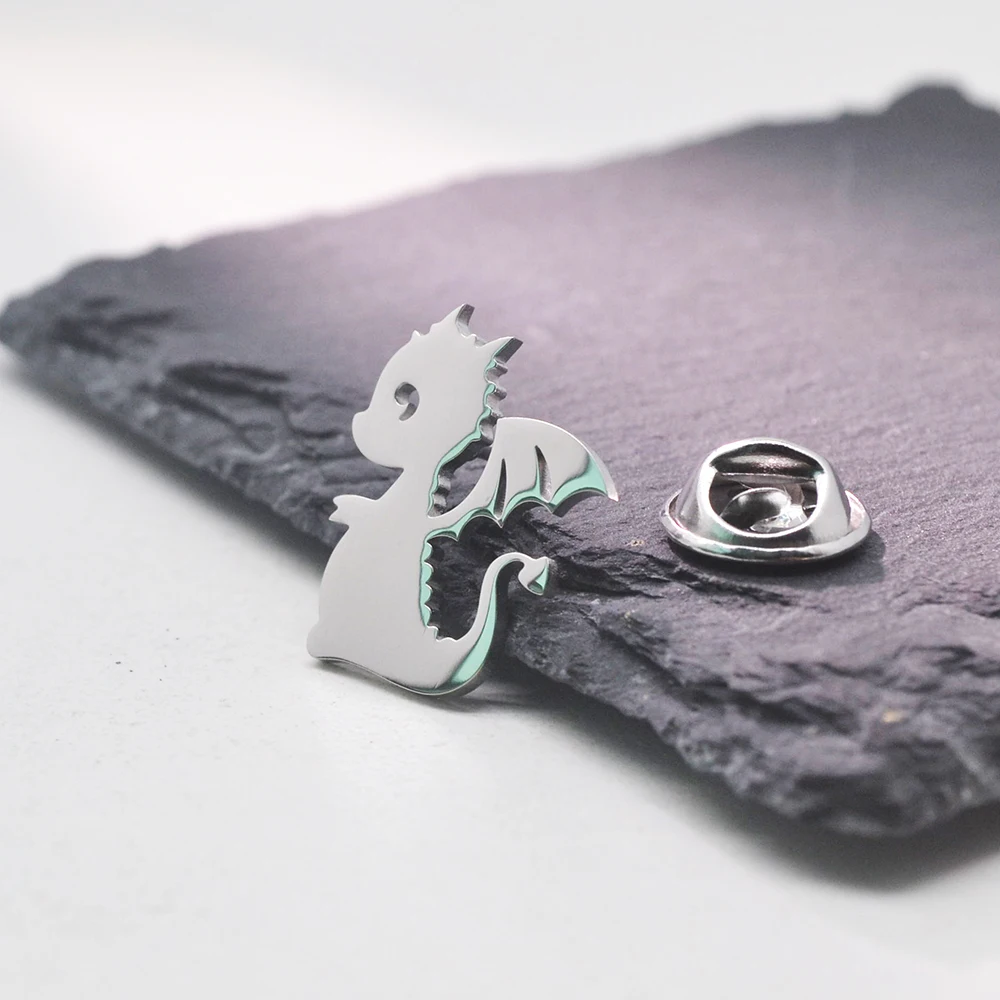 

Neutral, Fashionable, Super Cute Little Dinosaur Metal Brooch, Stainless Steel Plated Birthday Gift