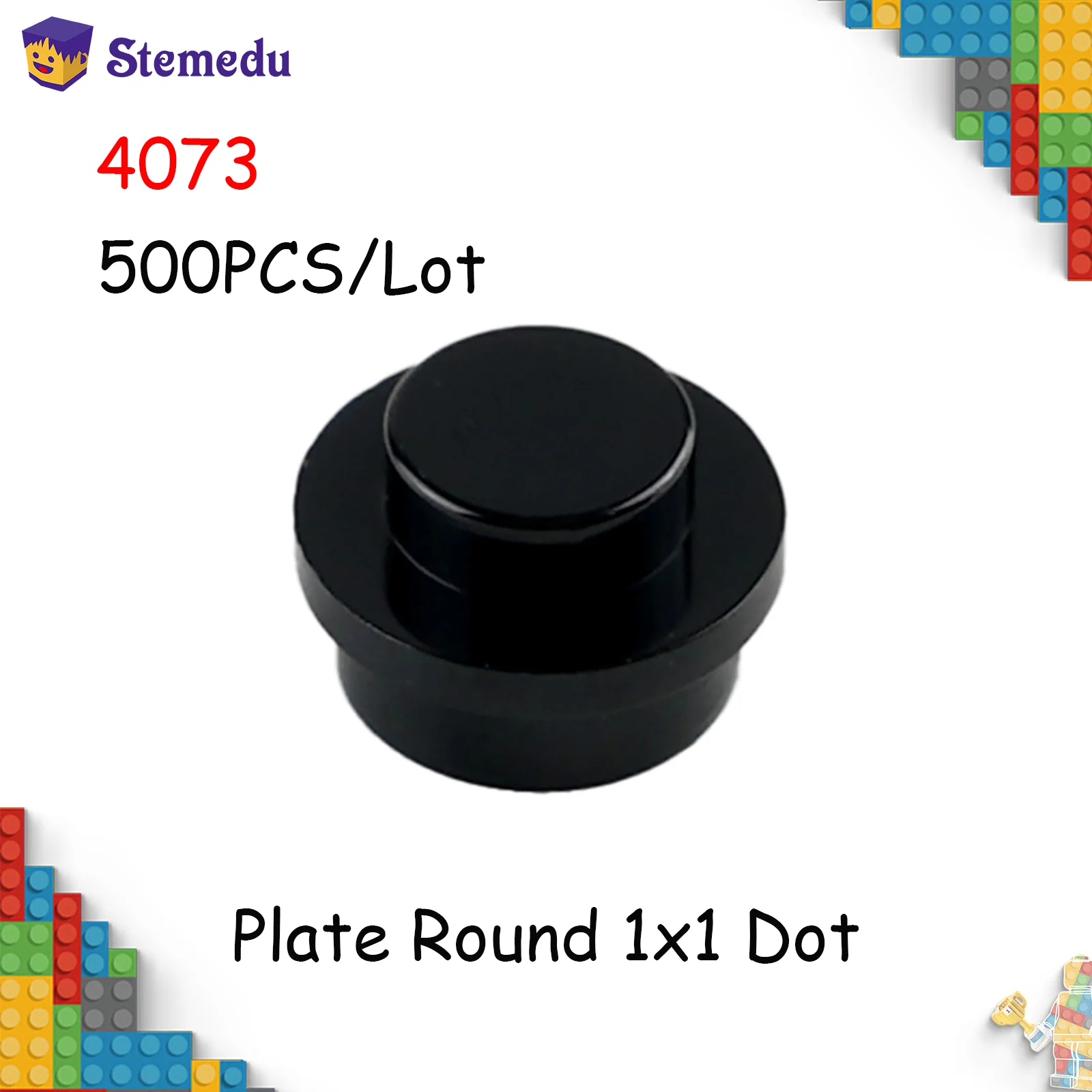 500 pièces MOC assembler des particules 4073 6141 15570 plaque ronde 1x1 points bricolage blocs de construction 1*1 figurines lampe briques jouet pour les enfants