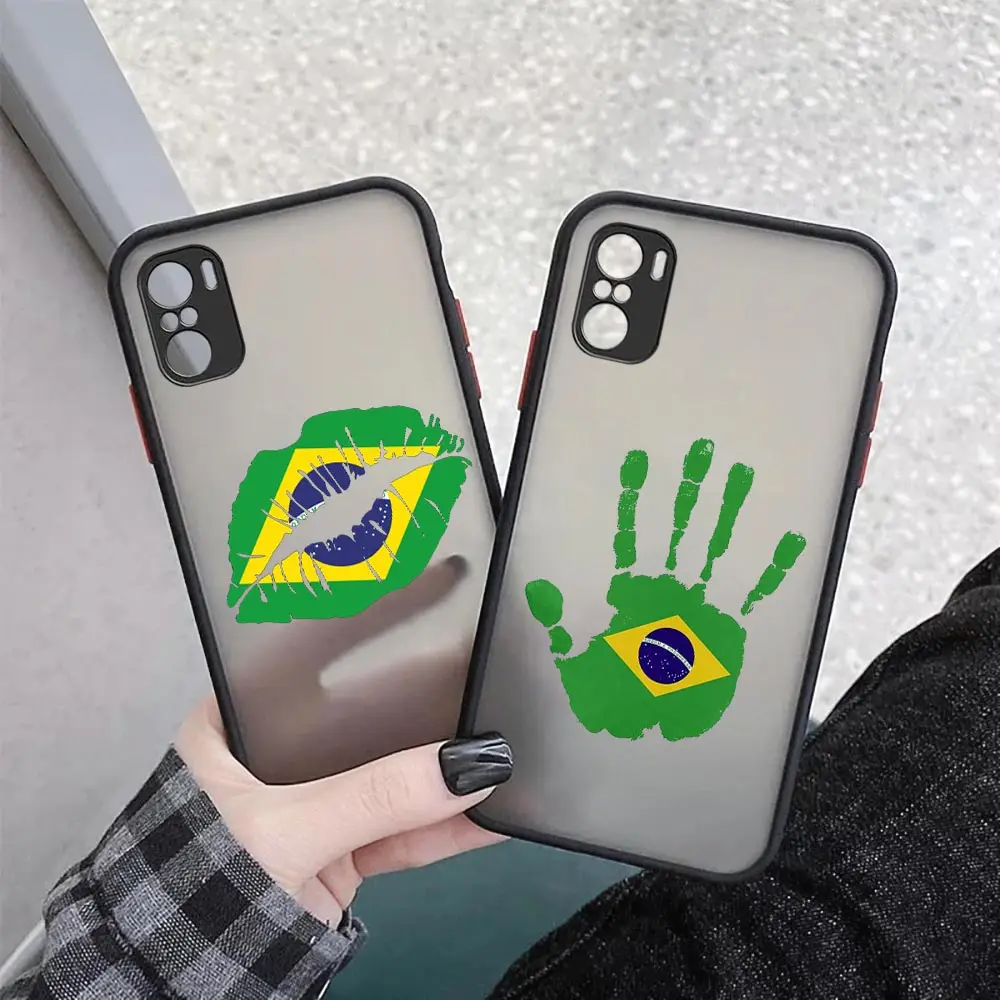 Brazil Brazilian Flags Emblem Matte Case for Xiaomi Redmi K50 K40 GAMING K30 K20 10X 10C 10 9C 9T 9A 9 8 7 6 5 A1 PRO Case Cover