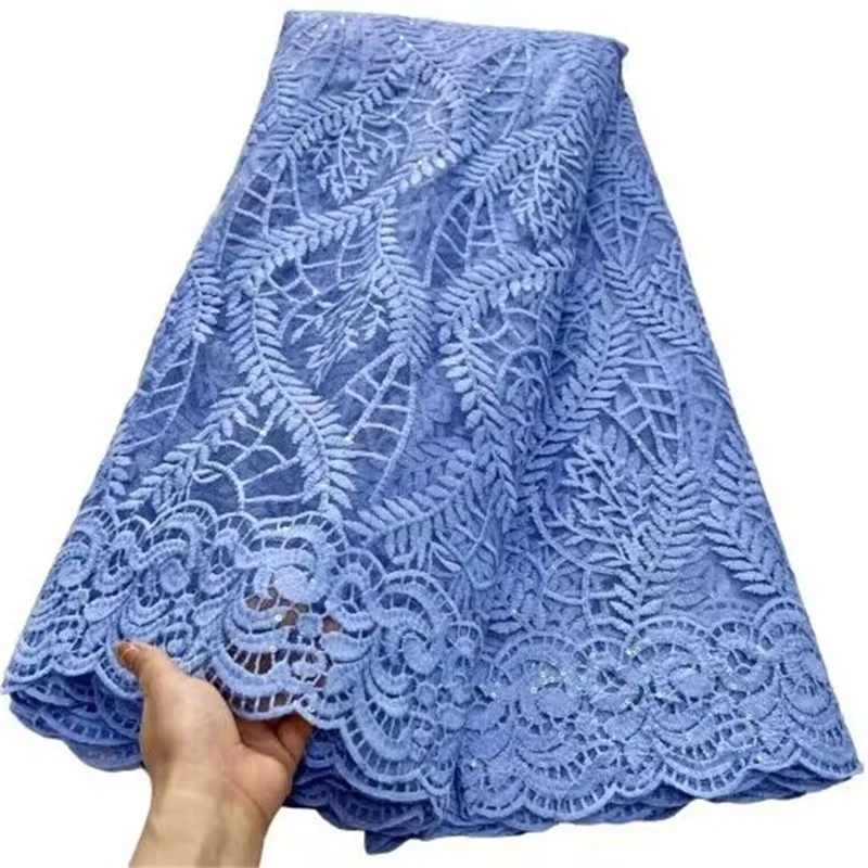 

Blue Sequins African Lace Fabric Diy Dresses French Mesh Lace Fabric Big Sequin Nigerian Lace For Women Party Wedding Dress