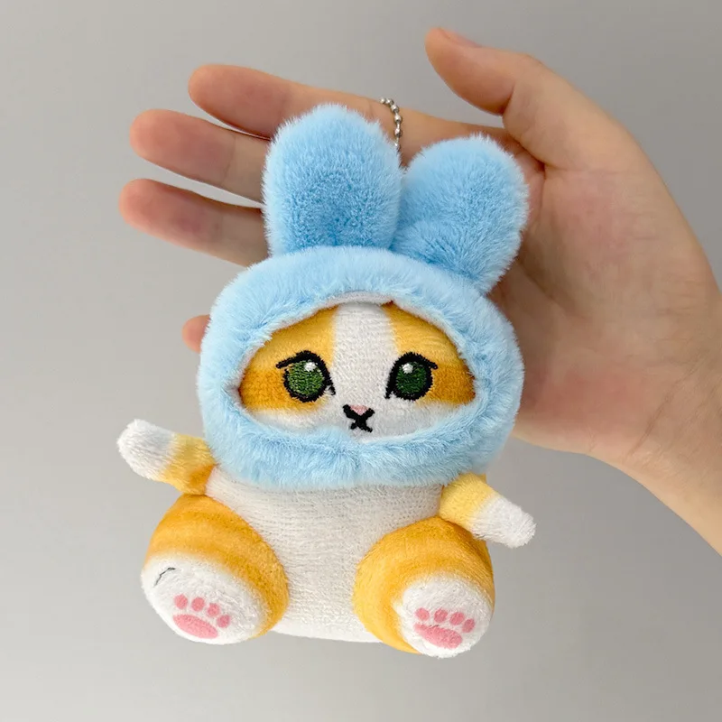 Coelhinho macio dos desenhos animados gato boneca de pelúcia chaveiro mini saco decoração brinquedo de pelúcia postura sentada gato natal surpresa presentes de pelúcia
