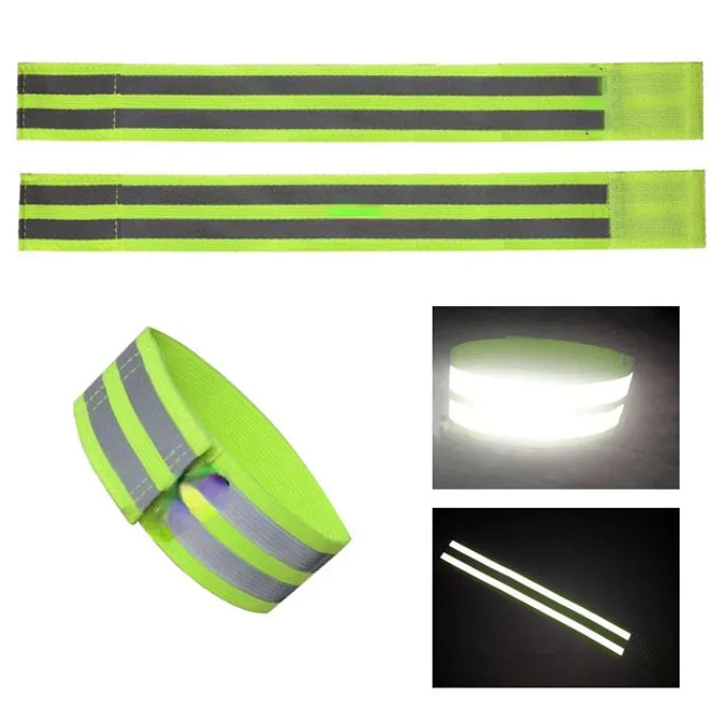 2PCS Running Reflective Arm Bands for Wrist Ankle Leg LED Reflector Armband Night Cycling Safety Light Tape Led Bracelet Strap