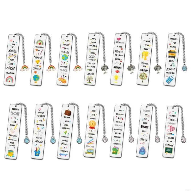 

2Pcs Color Printing Bookmarks with Chain Gift for Book Lover Reader Bookworms Teacher, Metal Bookmarks Reading Book Mark