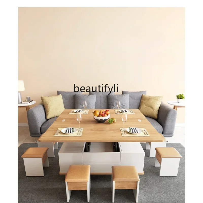 

cc182R1 Multi-Functional Lifting Coffee Table Dual-Use Household Small Apartment Living Room Simple Retractable Folding Dining