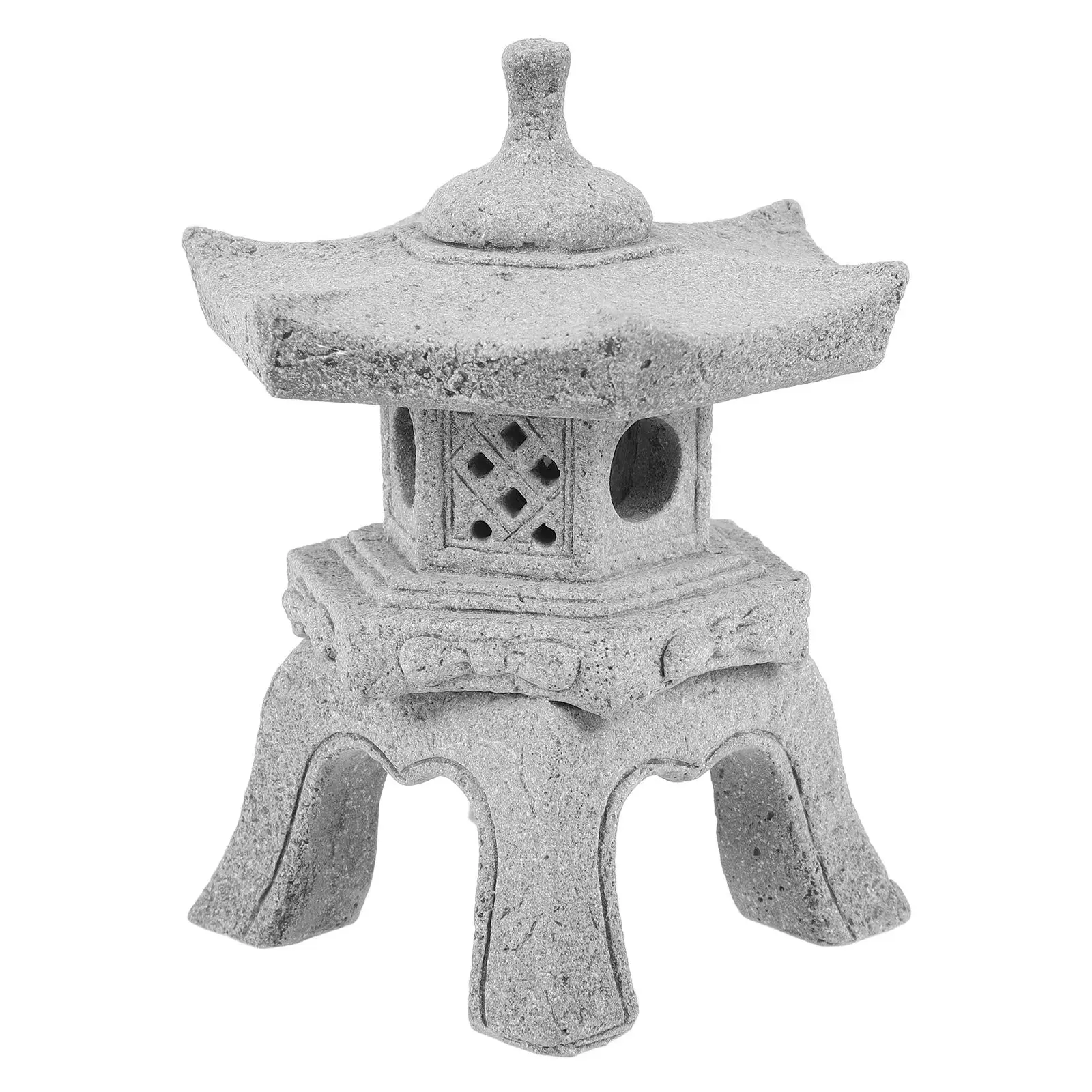 

Mini Stone Lantern Statue Zen Garden Decor Outdoor Miniature Grey Fairy Pavilion Mini Bonsai Decoration